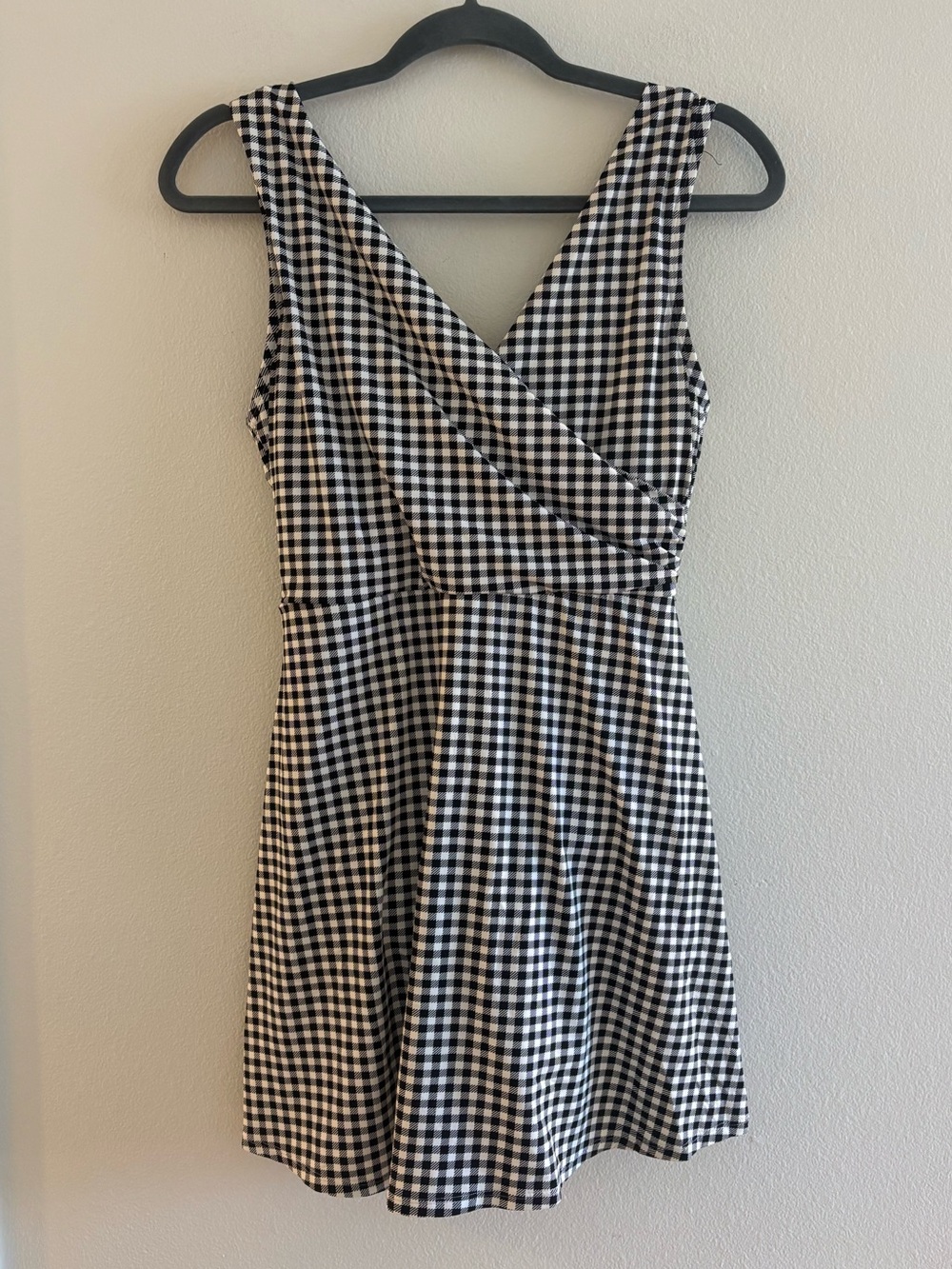 Lands' End Black and White Gingham Swim Dress Size 8